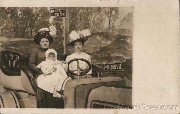 Two Women and a Baby in a Car To the Chutes 10 Miles to SF San Francisco California