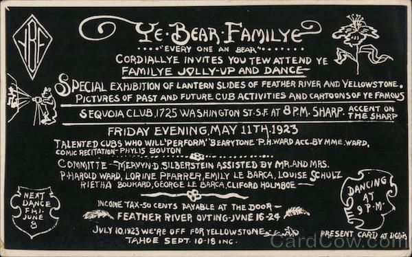 Ye Bear Familye Jolly-Up and Dance Sequoia Club San Francisco California
