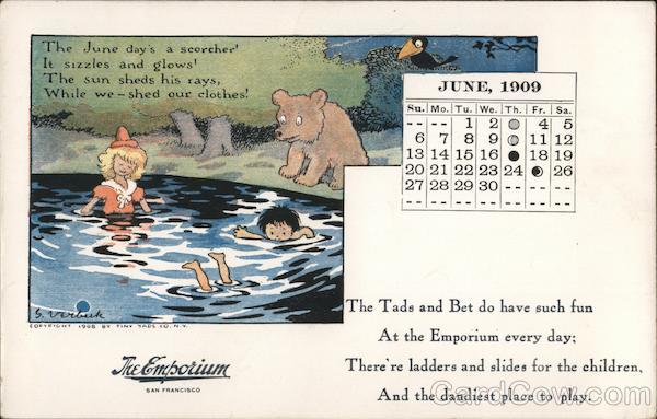 June 1909 The Emporium Calendar San Francisco California