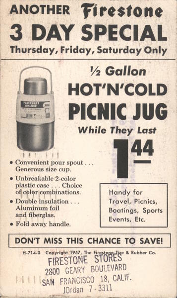 Firestone 3-Day Special, Firestone Stores San Francisco California