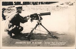 Browning Gun in Action, Allied War Exposition San Francisco, CA Postcard Postcard 
