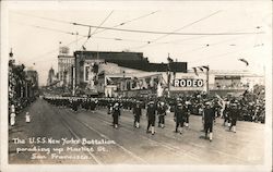 The U.S.S. New York's Battalion Parading Up Market St. Postcard