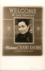 1943 China Madame Chiang Kai-Shek, Welcome to San Francisco California Postcard Postcard Postcard