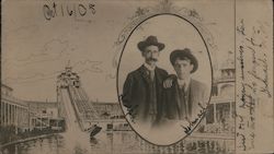 The Chutes Portrait of Joseph and Ishmael at Carnival Ride Postcard