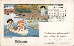The Emporium July 1909 Calendar Postcard