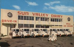 Sun Valley Dairy Drive-In Milk Ice Cream Trucks Postcard