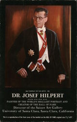 Self-Portrait of the artist Dr. Josef Hilpert. Painter of the World's Smallest Portrait and Creator of the Hall of Fame Santa Cl Postcard