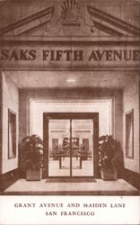Saks Fifth Avenue Grant Avenue and Maiden Lane Postcard