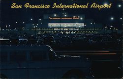 San Francisco International Airport (Night Scene) California Postcard Postcard Postcard