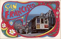 Hyde Street Cable Car Hippie Style Postcard