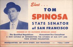 Elect Tom Spinosa State Senator of San Francisco Postcard