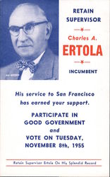 Retain Supervisor Charles A Ertola Postcard
