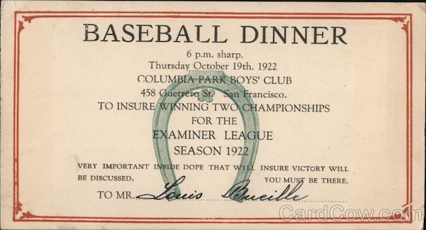 Baseball DInner San Francisco California