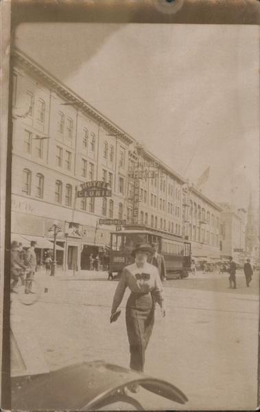 People Walking Around a Cable Car San Francisco California