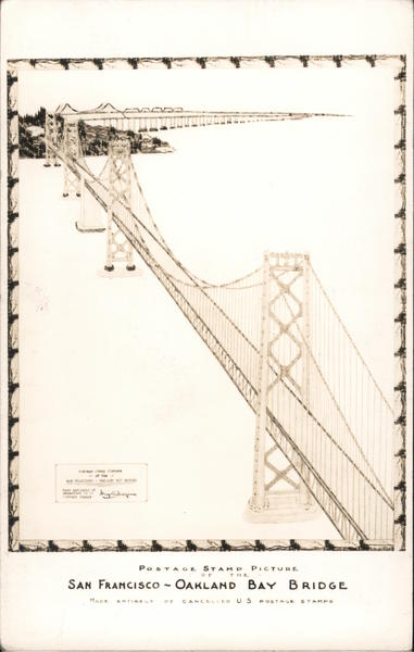 Postage Stamp Picture San Francisco Oakland Bay Bridge California
