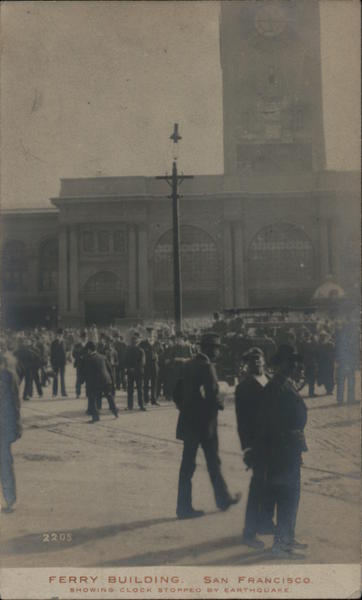 Ferry Building, Clock Stopped By Earthquake San Francisco California