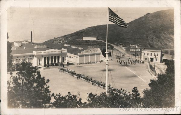 Goat Island Line of Platoons Formation at the Lower Barracks San Francisco California