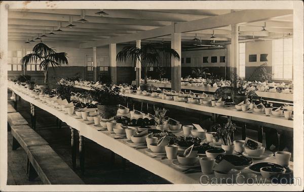 Dining Hall set for 4th of July Dinner Goat Island (Yerba Buena) San Francisco California