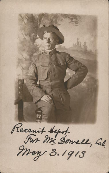1913 Portrait Recruit Depot Fort McDowell Angel Island San Francisco California