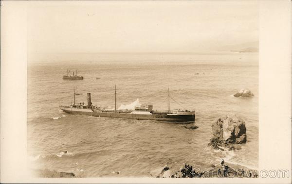 Steam Ship on Rocks San Francisco Bay California