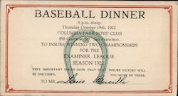 Baseball DInner Postcard