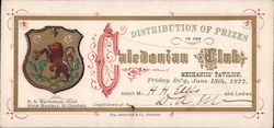 1877 Caledonian Club Ticket Ephemera