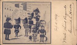 Drawn Officers with Photo Heads Postcard