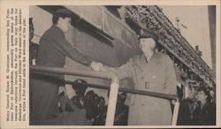 Major General Homer M. Groniger greets returning veterans Postcard