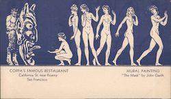 Coppa's Famous Restaurant - Mural Painting "The Mask" by John Garth Postcard