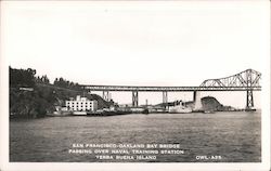 Oakland Bay Bridge Passing Over Naval Training Station Yerba Buena Island Postcard