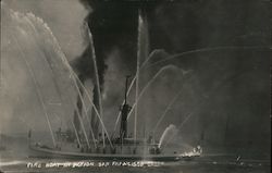 Fire Boat in Action Postcard