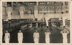 U.S. Naval Training Station Sailors Exercising Postcard