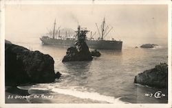 S.S. Ohioan On Rocks Postcard