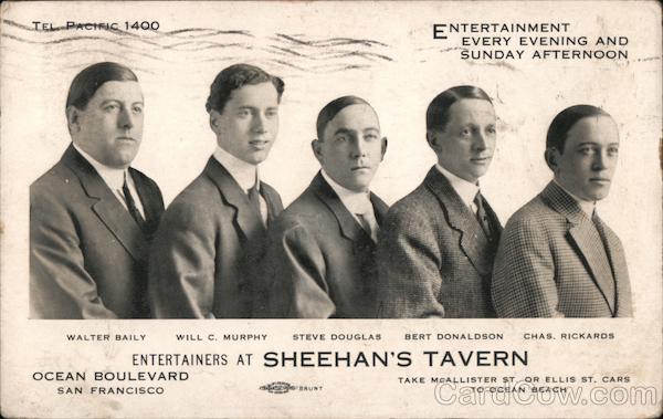 Entertainers at Sheehan's Tavern - Entertainment Every Evening and Sunday Afternoon San Francisco California