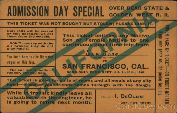 Admission Day Special San Francisco California