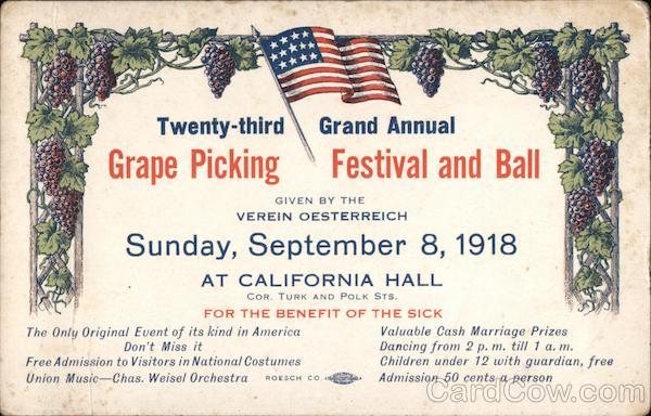 Twenty Third Grand Annual Grape Picking Festival and Ball San Francisco California