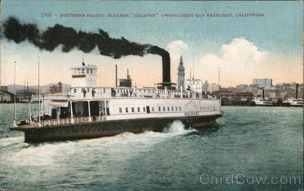 Southern Pacific Steamer Melrose Approaching San Francisco California