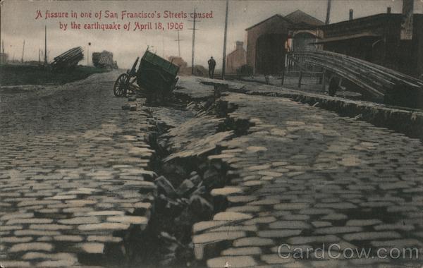 A Fissure in one of San Francisco's Streets Caused by the Earthquake California