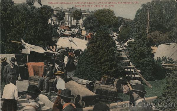 Refugees Making Camp in Jefferson Square San Francisco California