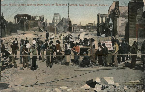Working Men Tearing Down Walls on Sansome Street San Francisco California