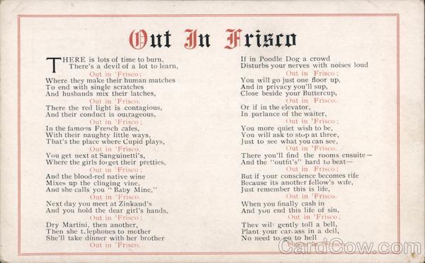 Out In Frisco, a Poem San Francisco California