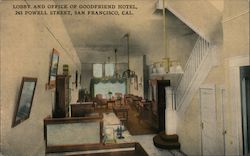 Lobby and Office of Goodfriend Hotel, 245 Powell Street Postcard