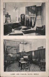 Lobby and Parlor, Hotel Menlo Postcard