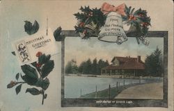 Boat House on Stowe Lake - Christmas Greetings Postcard