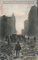 Difficult Progress of the Refugees Fleeing From the City Postcard