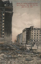 Market Street looking towards the Ferry - After the Fire, April 18-20, 1906 Postcard