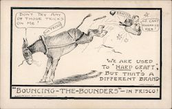 Donkey Kicking Off Rider, Drawing Postcard