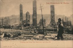 Looking East from Van Ness and Bush St. Postcard