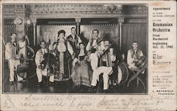 Appearance in their National Costume of the Roumanian Orchestra from Bucharest beginning Oct. 21, 1905 at The Louvre Restaurant  Postcard
