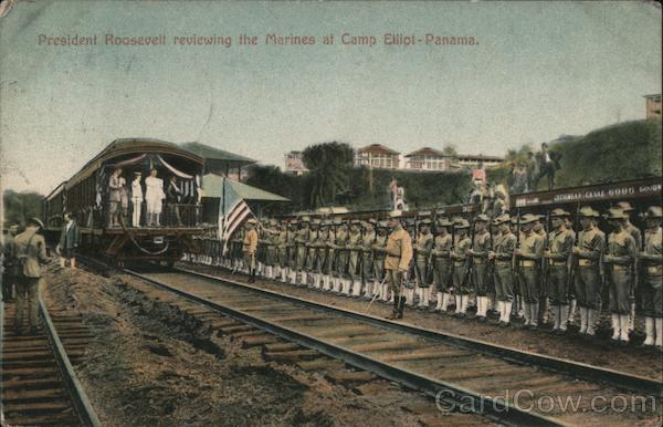 President Roosevelt reviewing the Marines at Camp Elliot-Panama.